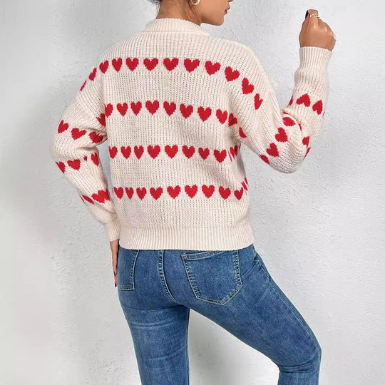 Damen Pullover mit Herzmotiv in lässiger Passform R&B