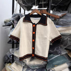 Damen Kurzarmpullover mit kontrastierenden Details R&B