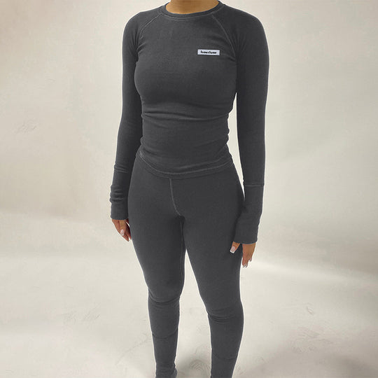 Damen Sportliches Funktions-Set mit langärmligem Oberteil und enganliegender Hose R&B