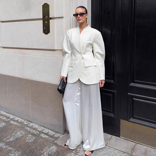 Damen Blazer-Kleid mit tiefem V-Ausschnitt und praktischen Taschen R&B