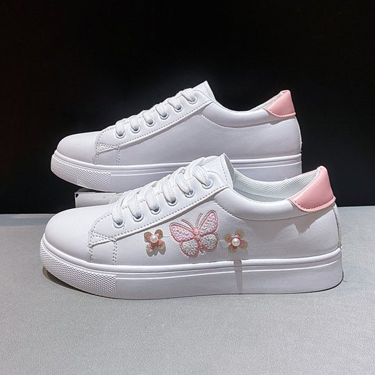 Damen Freizeit Sneakers mit verspieltem Schmetterlings- und Blumenmotiv R&B
