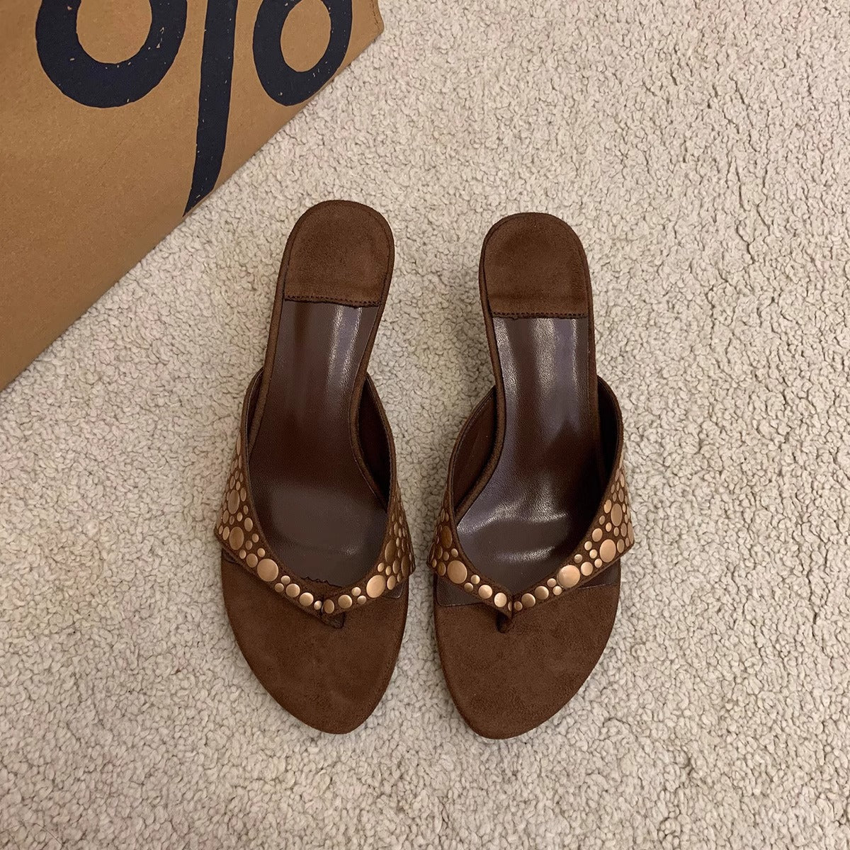 Damen elegante Pantolette mit schimmernden Akzenten R&B