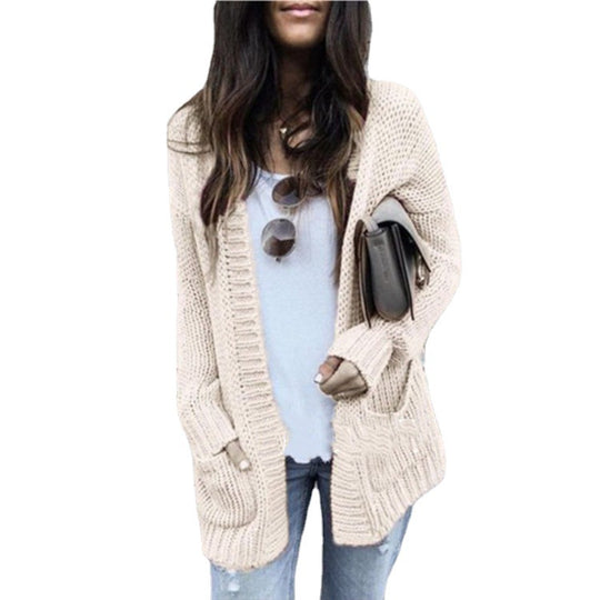 Damen Grobstrickjacke mit tiefen Taschen und lässigem Schnitt R&B