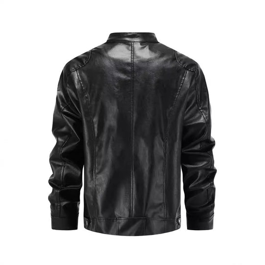 Herren Kunstlederjacke mit modernem Stehkragen R&B