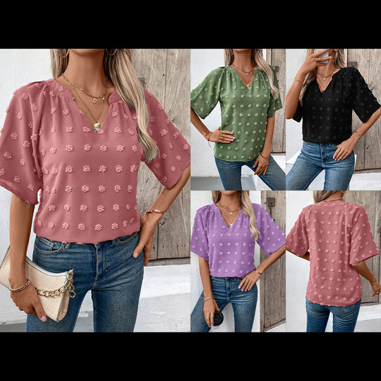 Damen elegantes Oberteil mit strukturiertem Blumenmuster R&B