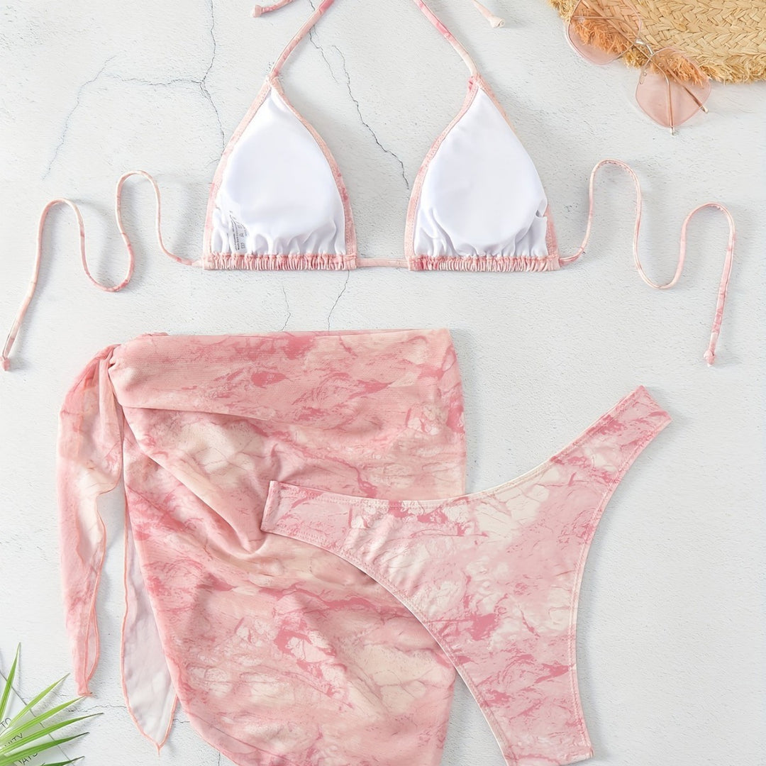 Damen Triangel-Bikini-Set mit elegantem Wickelsarong R&B