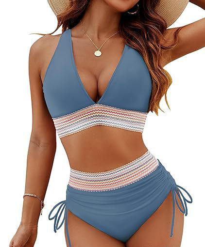 Damen Hochtailliertes Bikini-Set mit verstellbaren Trägern R&B