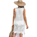 Damen gehäkeltes Strandkleid mit fransigen Details R&B