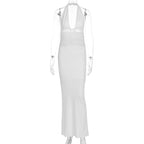 Damen Maxi-Kleid mit tiefem V-Ausschnitt und taillierter Silhouette R&B