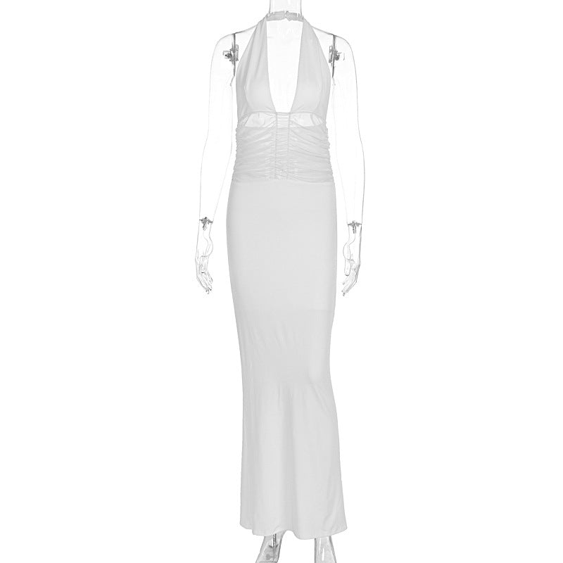 Damen Maxi-Kleid mit tiefem V-Ausschnitt und taillierter Silhouette R&B