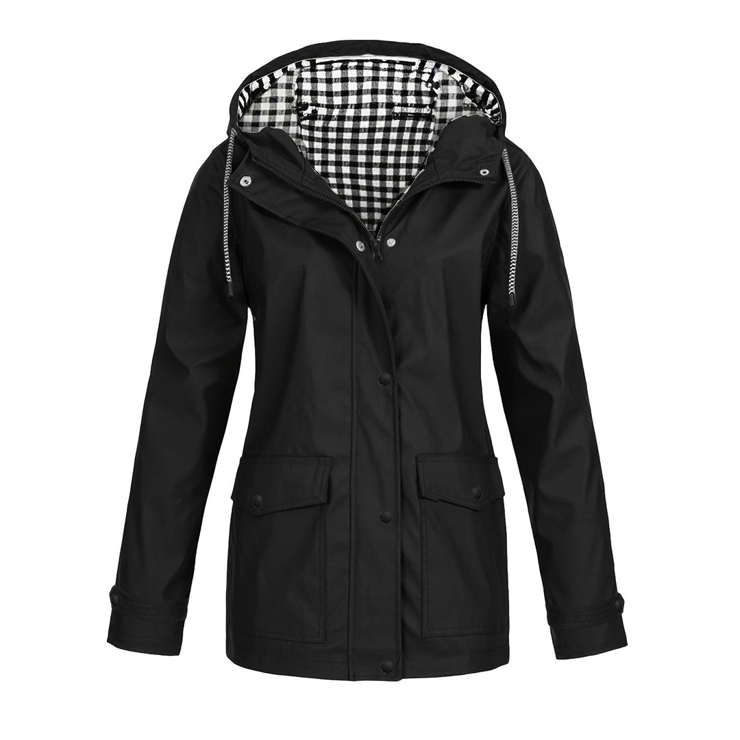 Damen modische Regenjacke mit kontrastierendem Innenfutter und praktischen Taschen R&B