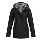 Damen modische Regenjacke mit kontrastierendem Innenfutter und praktischen Taschen R&B