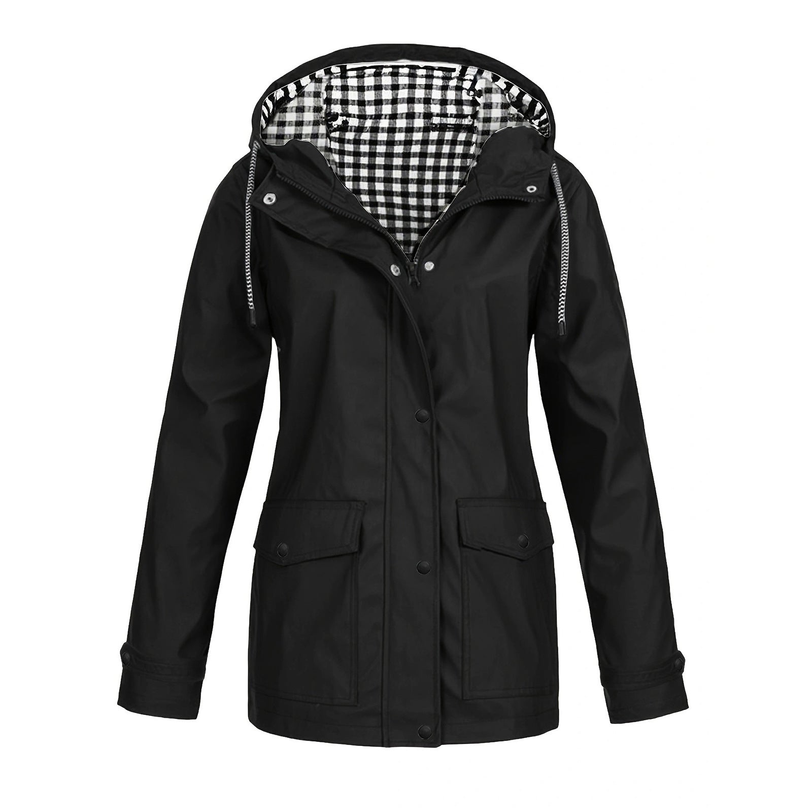 Damen modische Regenjacke mit kontrastierendem Innenfutter und praktischen Taschen R&B
