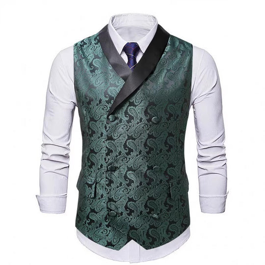 Herren elegante und luxuriöse Samtweste mit kunstvollem Muster R&B