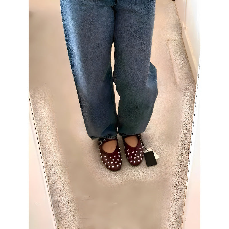 Damen Ballerinas mit dekorativen Metallic-Nieten R&B