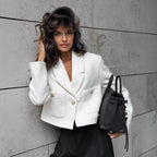 Damen Cropped Blazer mit strukturiertem Stoff und eleganten Knopfdetails R&B