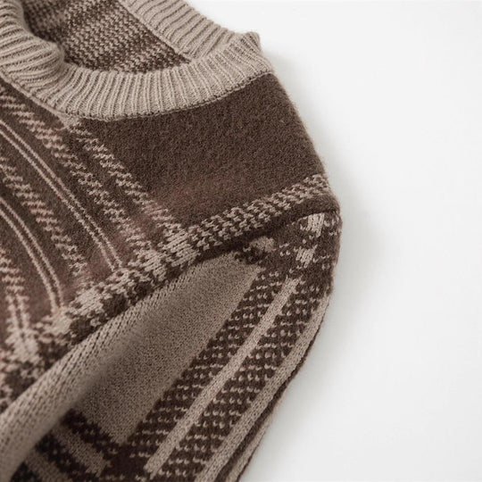 Damen Karierte Strickjacke mit Knopfverschluss und gerafften Ärmeln R&B