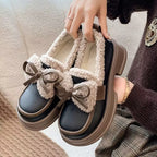 Damen Luxus Hausschuhe mit warmem Fleece-Innenfutter und modischem Schleifen-Design R&B
