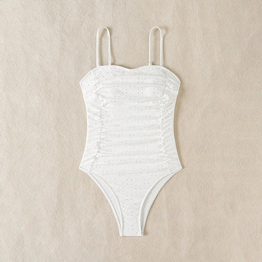 Damen eleganter Einteiler Badeanzug mit Raffungen R&B