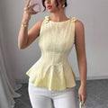 Damen Peplum-Top mit floralen Details