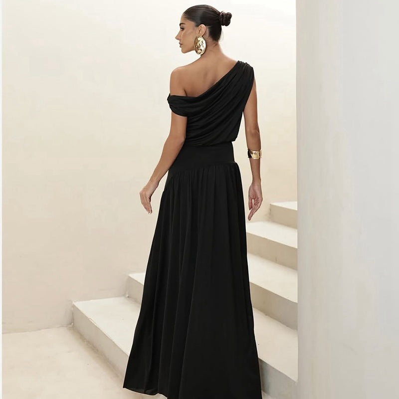 Damen Langarm Maxikleid mit asymmetrischem Schnitt und komfortablem Taillenbereich R&B