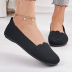 Damen Bequeme Slip-On Ballerinas mit wellenförmigem Design und elastischem Obermaterial R&B