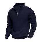 Herren Strukturierter Sweatpullover mit halbem Reißverschluss