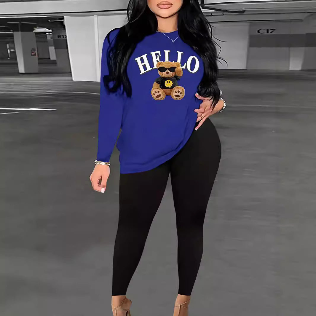 Damen Sweatshirt mit künstlerischem Bärenmotiv R&B