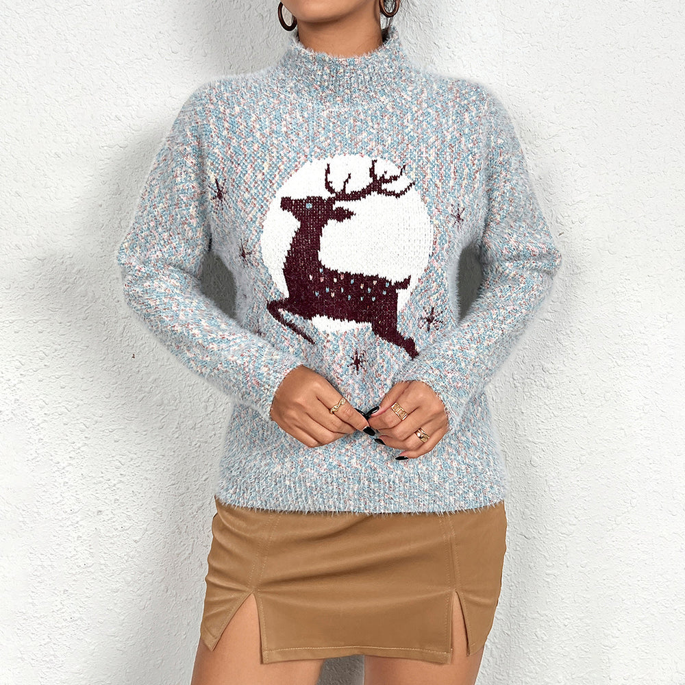 Damen Kuscheliger Rollkragenpullover mit festlichem Rentierdesign R&B