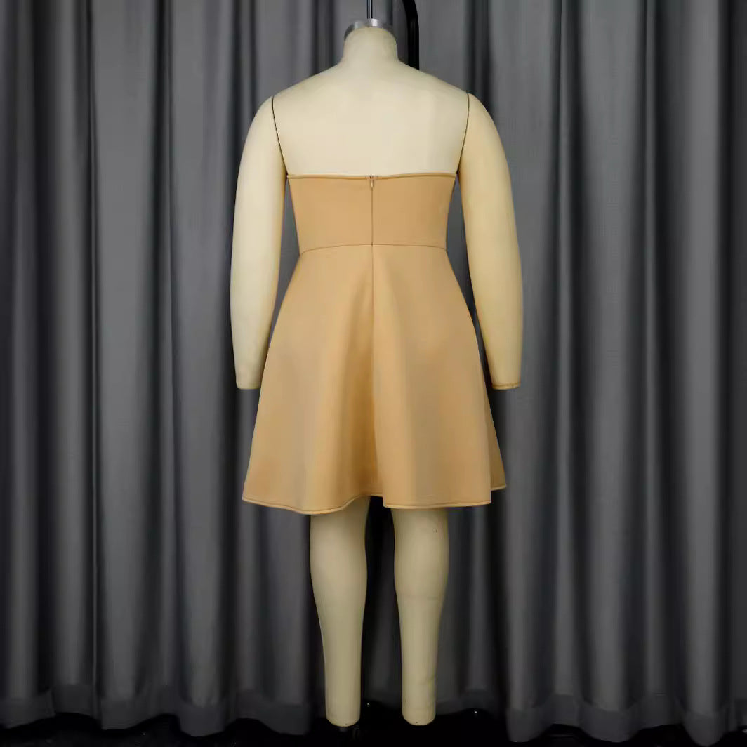 Damen elegantes Trauzeugen-Kleid mit voluminösem Rosen-Detail R&B