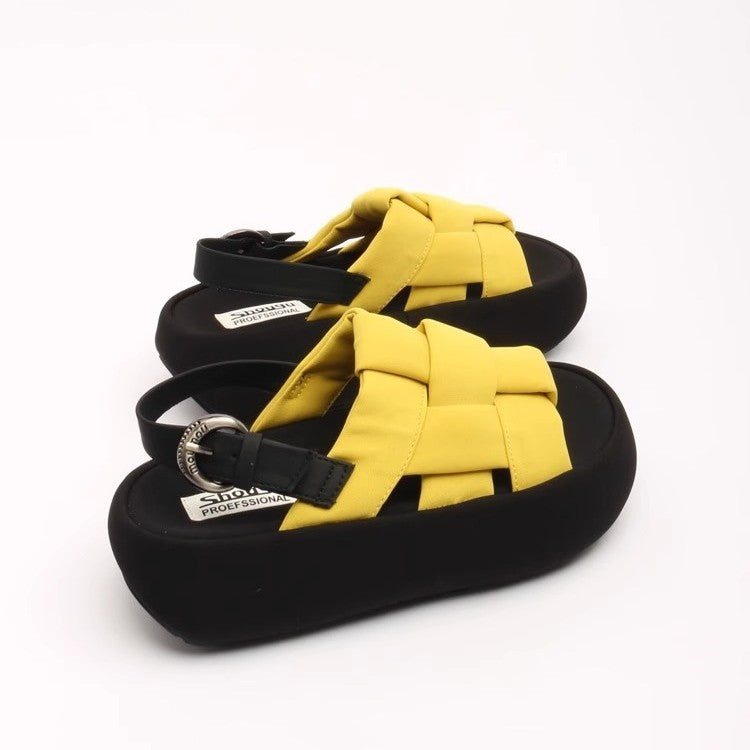 Damen modische Plateau-Sandalen mit elegantem Kreuzriemen und komfortablem Fußbett R&B