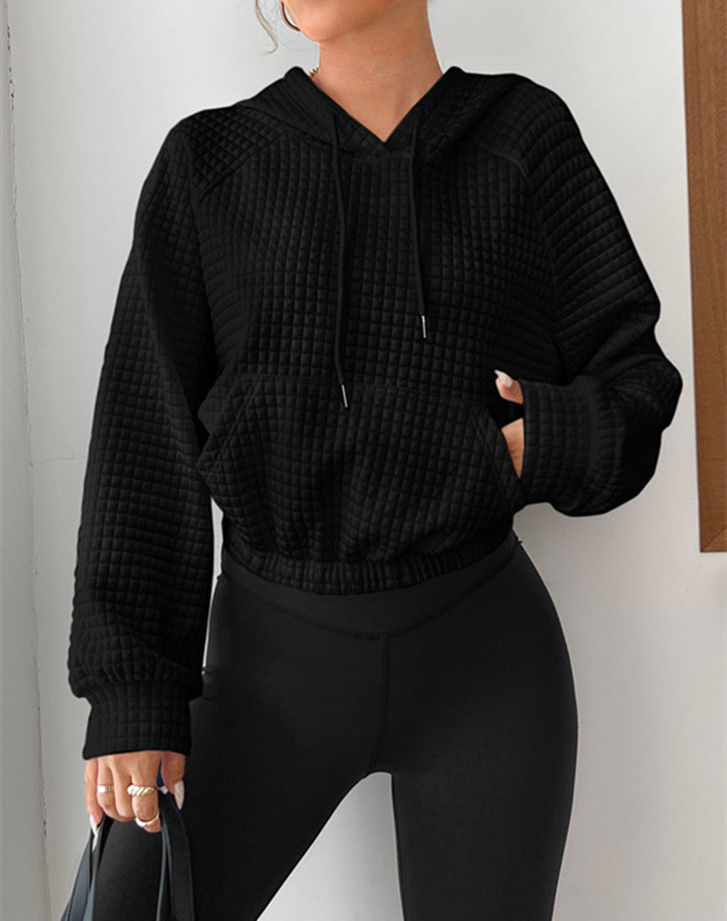 Damen modischer cropped Hoodie mit strukturierter Oberfläche R&B