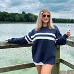 Damen Oversized Sweatshirt mit trendigen Streifen R&B