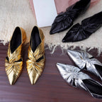 Damen elegante spitze Ballerina-Schuhe mit glamourösem Knoten-Design