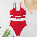 Damen Bikini-Set mit verstellbarem Wickeloberteil und hoch taillierter Hose R&B