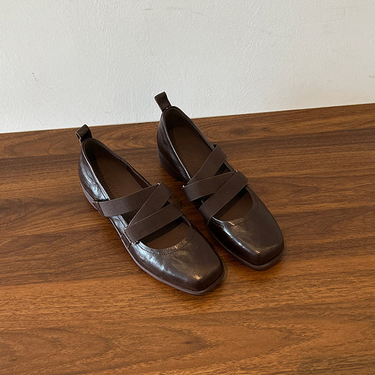 Damen elegante Ballerina-Pantoletten mit modischem Riemchen R&B