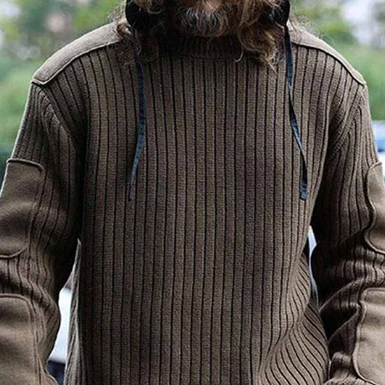 Herren Strickpullover mit Struktur und Kapuze R&B