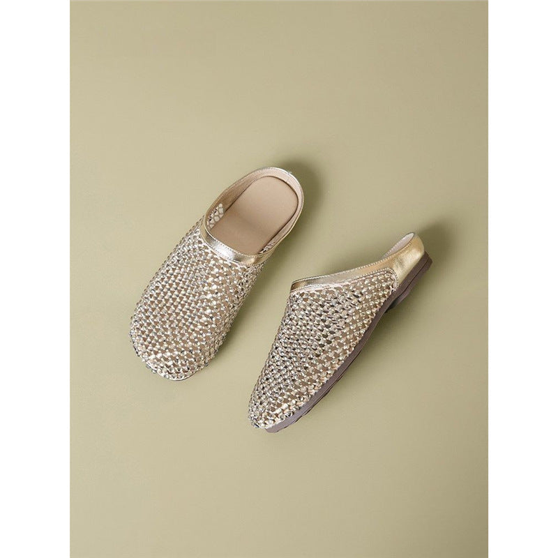 Damen elegante Mesh Clogs mit modischem Strassdesign R&B