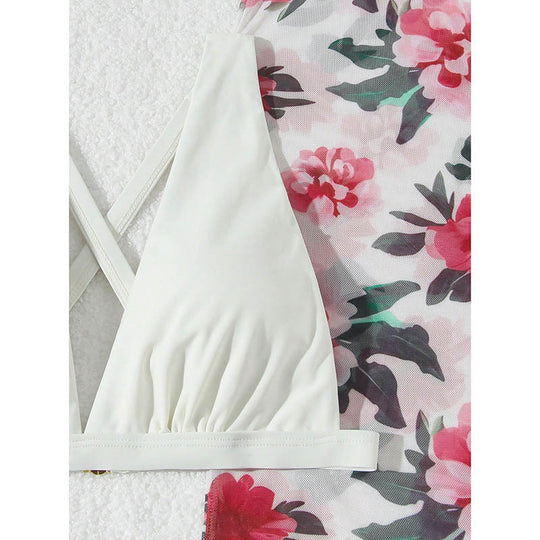 Damen Bikini-Set mit floralem Wickelrock R&B