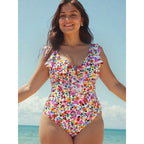 Damen Eleganter Badeanzug mit Rüschendetails R&B