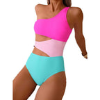 Damen Einseitiger Badeanzug mit hohem Beinausschnitt und modischem Cut-Out
