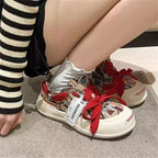 Damen modische Sneaker mit gefransten Details und auffälligem Schnürsystem R&B