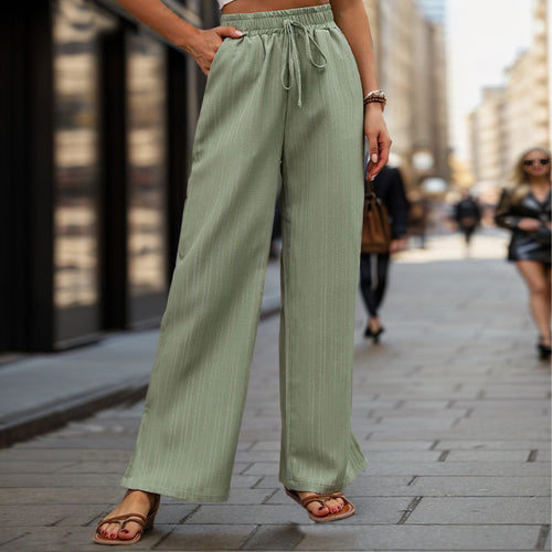 Damen Elegante und bequeme weite Hose mit elastischem Bund und Kordelzug R&B