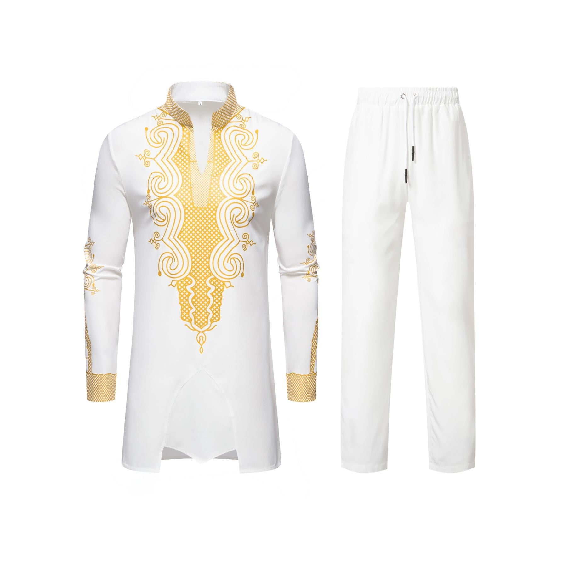 Herren traditionelles Outfit mit aufwendigem Muster R&B