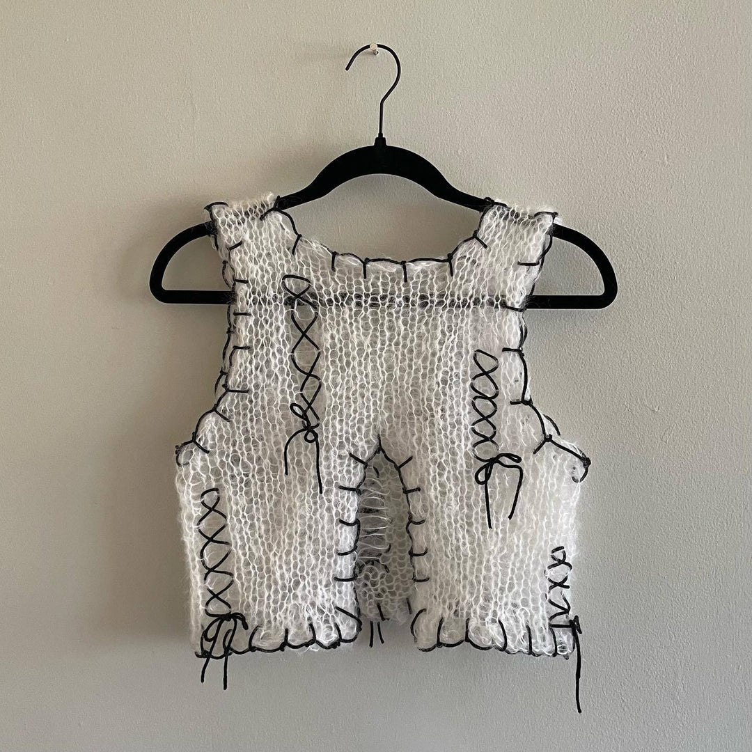 Damen innovatives Strickoberteil mit offenem Rückendesign R&B