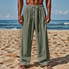 Herren nan Leichte Leinenhose mit weitem Bein und elastischem Bund R&B