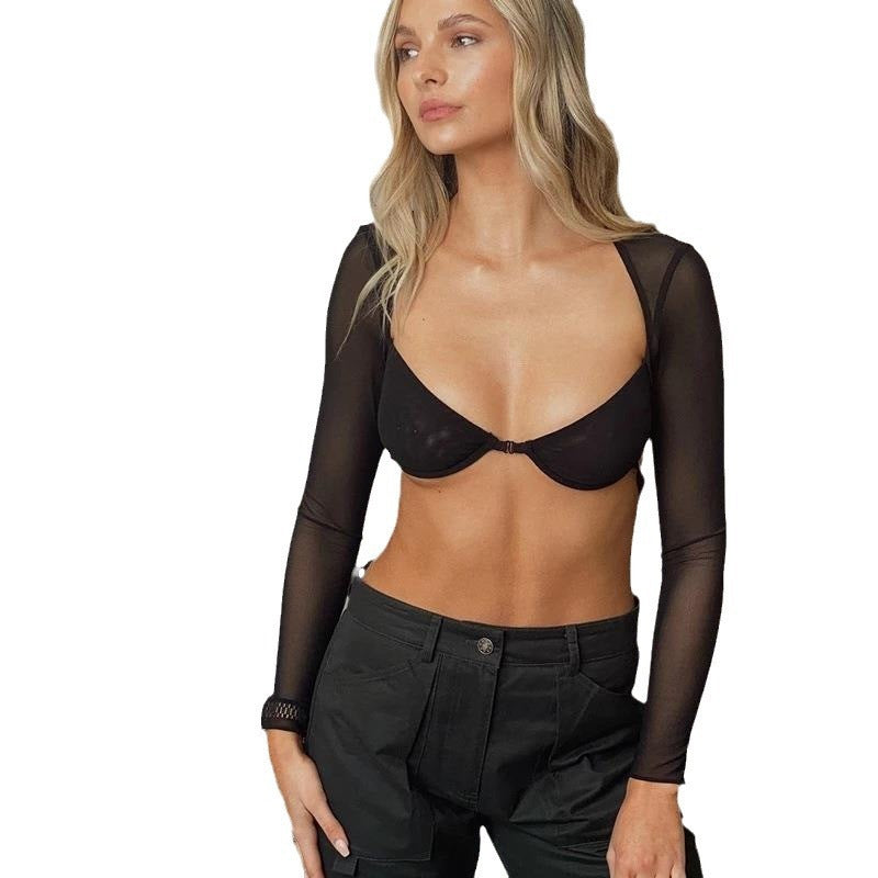 Damen Transparentes Langarmoberteil mit figurbetontem Schnitt R&B
