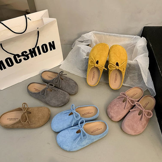 Damen hochwertige Slipper mit weichem Innensohle und dekorativem Schleifchen R&B