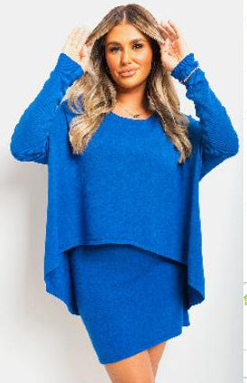 Damen asymmetrisches Minikleid mit überschnittenen Schultern R&B