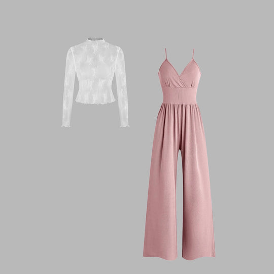 Damen elegantes und figurbetontes Jumpsuit-Set R&B